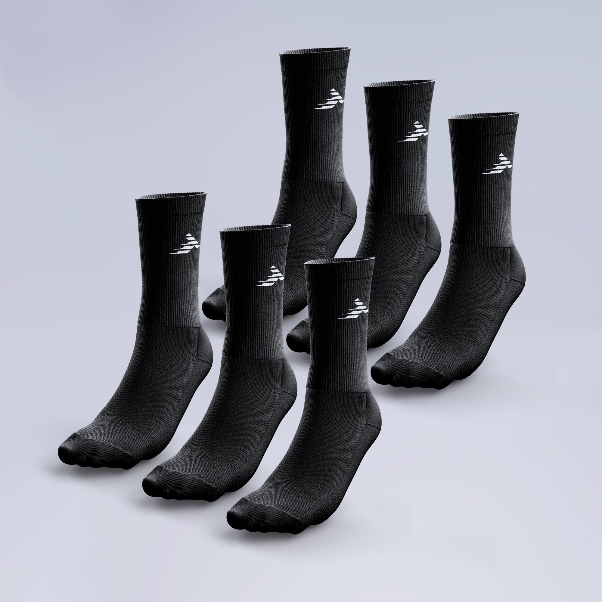 6 Pack Crew Socks Black