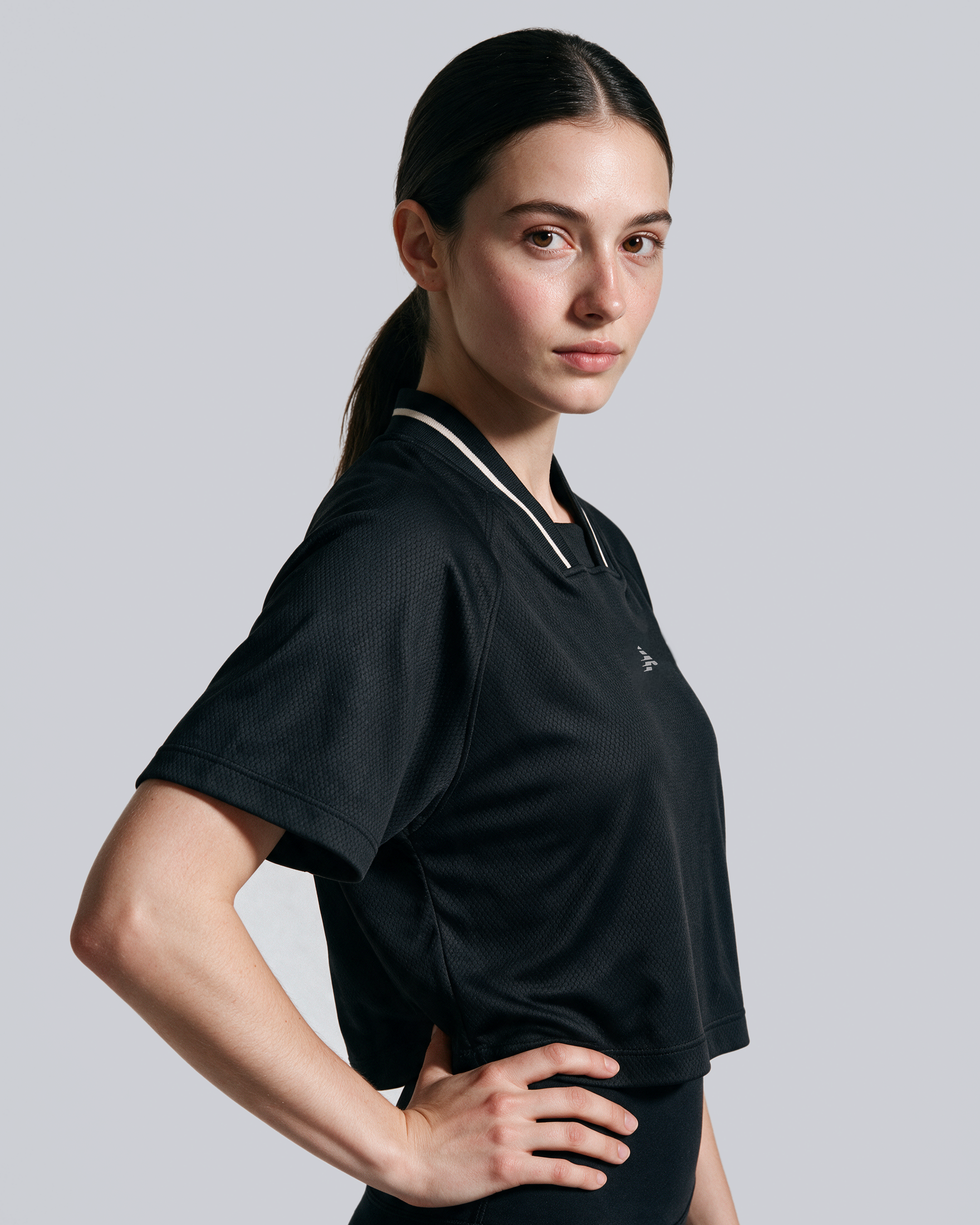 Women's Short Sleeve Crop Top - Black