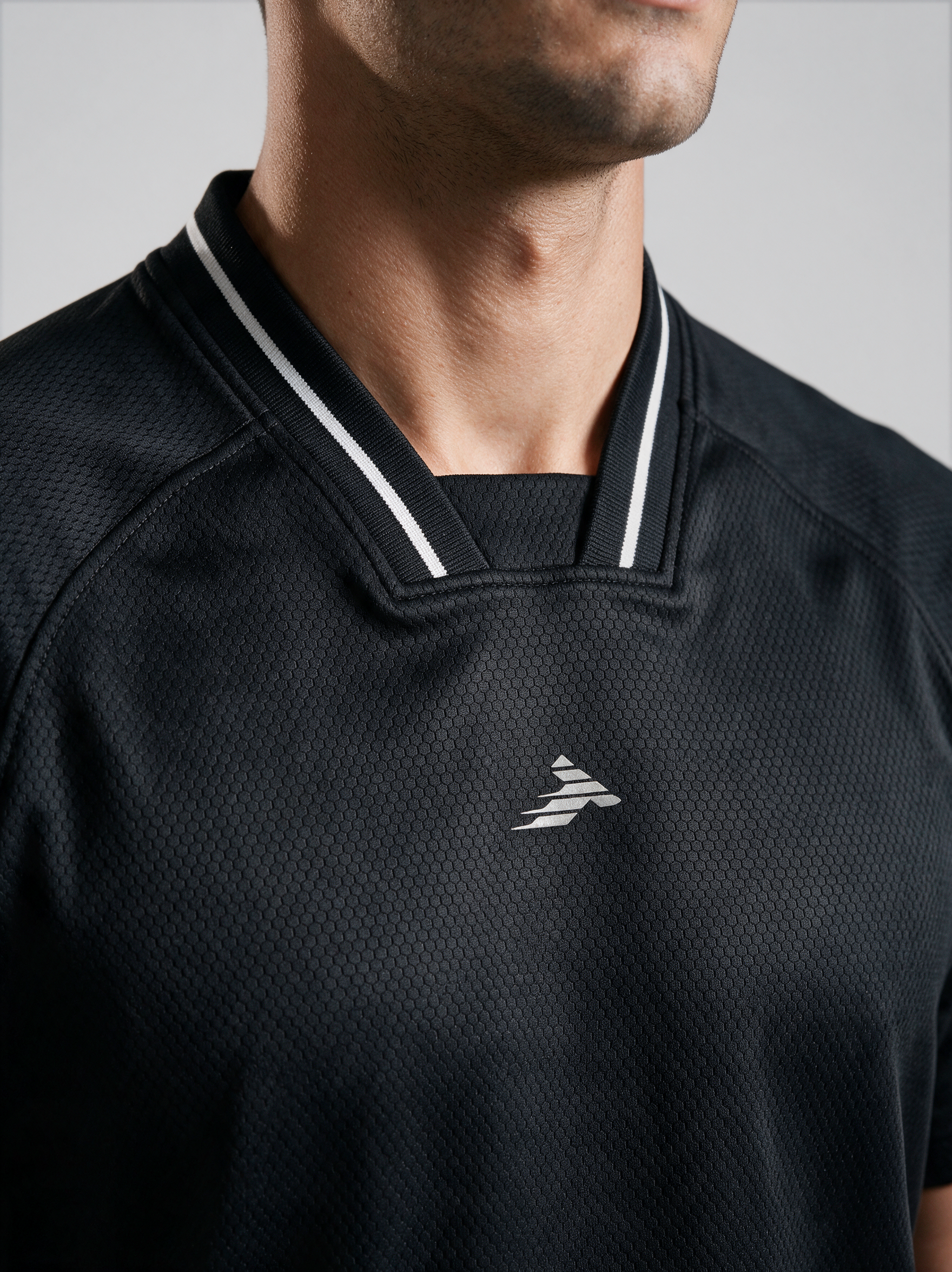 Men's Short Sleeve Collar Jersey - Black