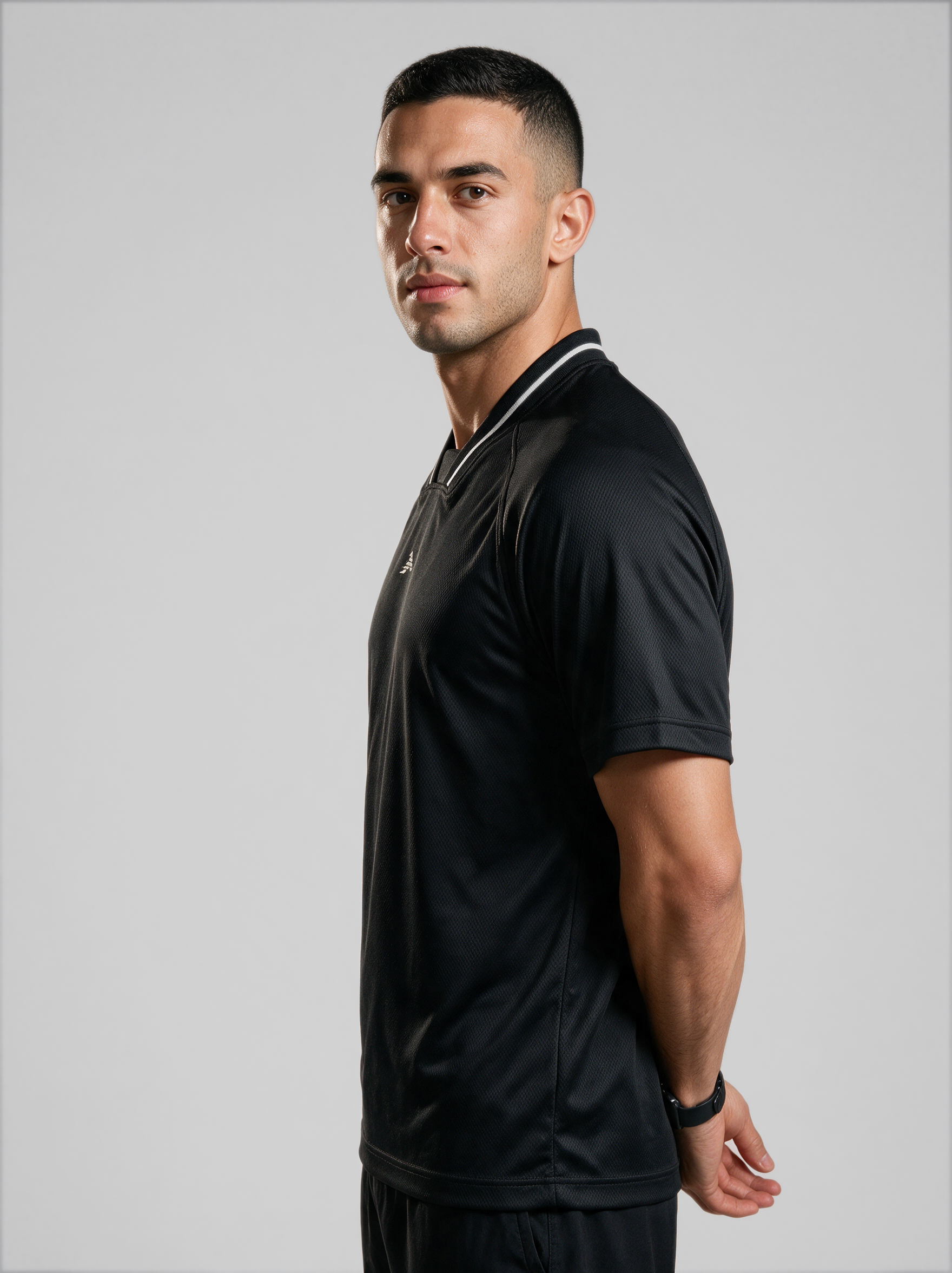 Men's Short Sleeve Collar Jersey - Black