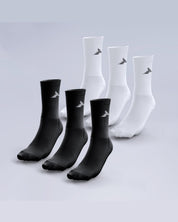 6 Pack Crew Socks Black & White