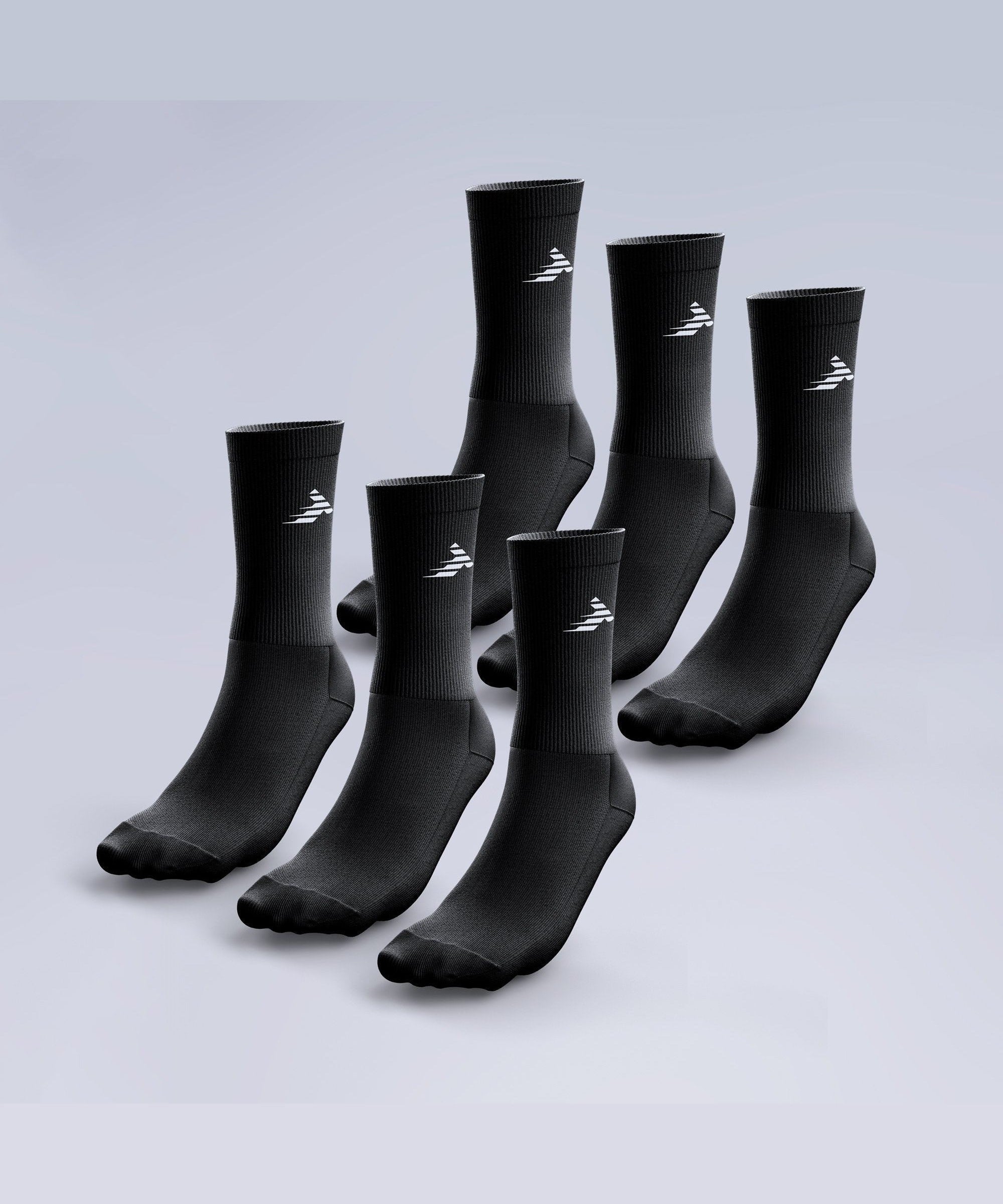 6 Pack Crew Socks Black