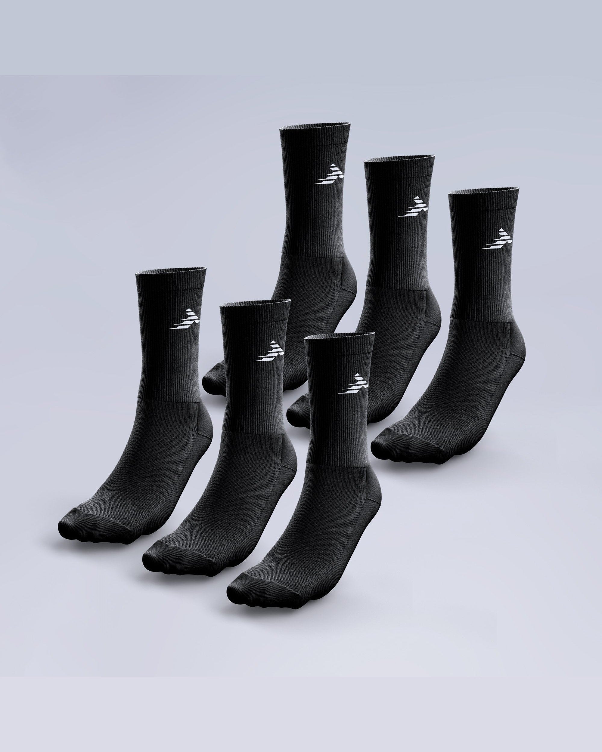 6 Pack Crew Socks Black