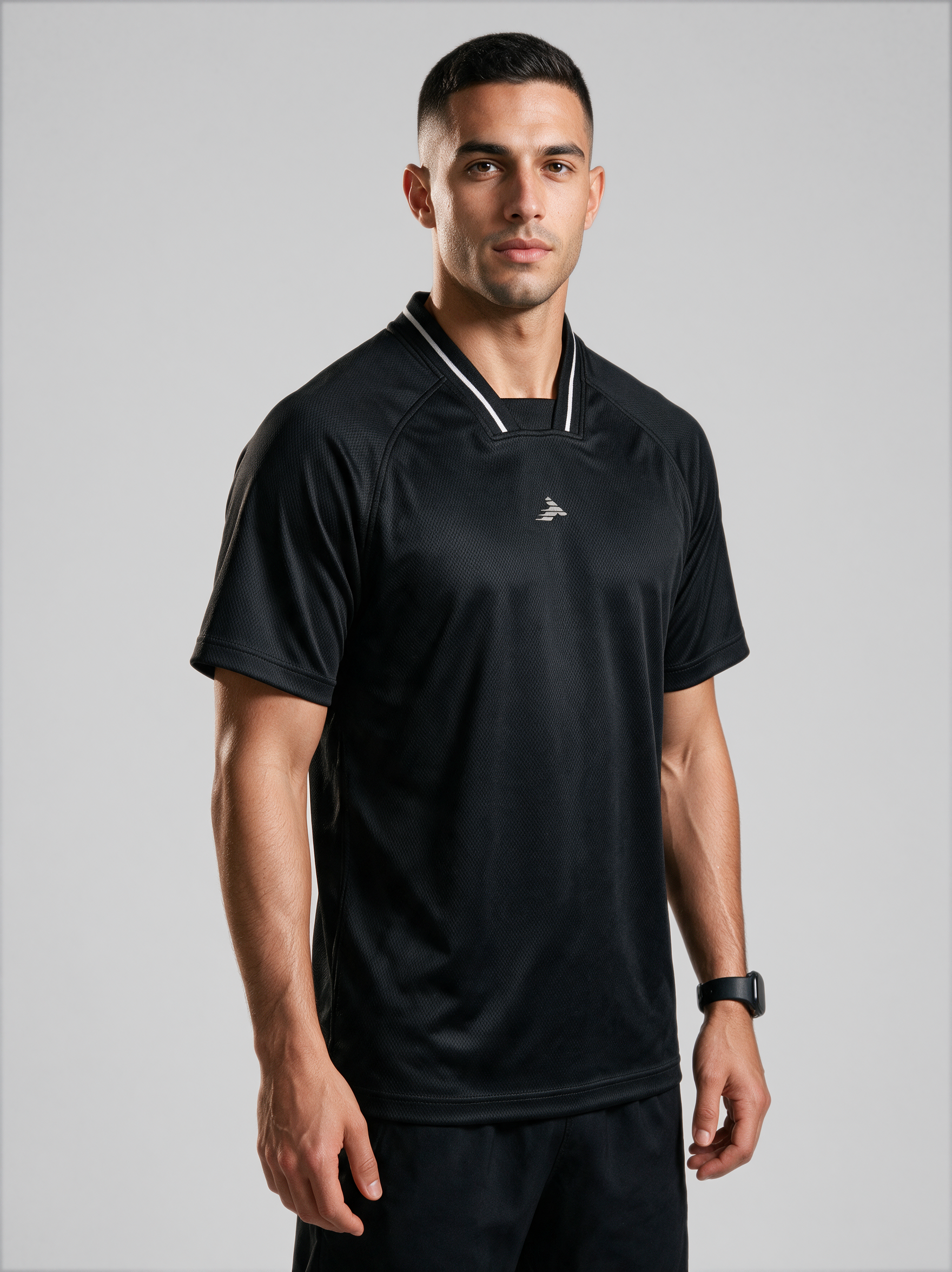 Men's Short Sleeve Collar Jersey - Black